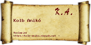 Kolb Anikó névjegykártya